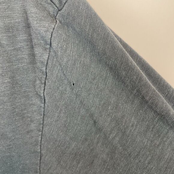 Nice Collective Long Sleeve Gray Blue Henley Size M Small Hole - Picture 8 of 8